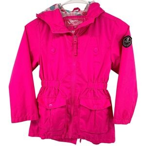 Hawke & Co Jacket Girls Size 6 Pink Windbreaker Full Zip Hooded Cargo Pockets